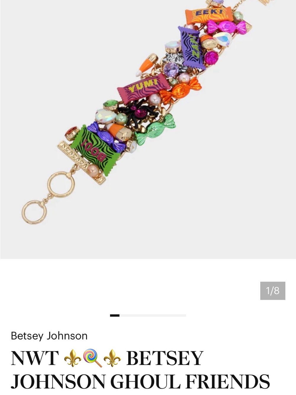 Betsey Johnson Gold Multicolor Candy Charm Bracelet